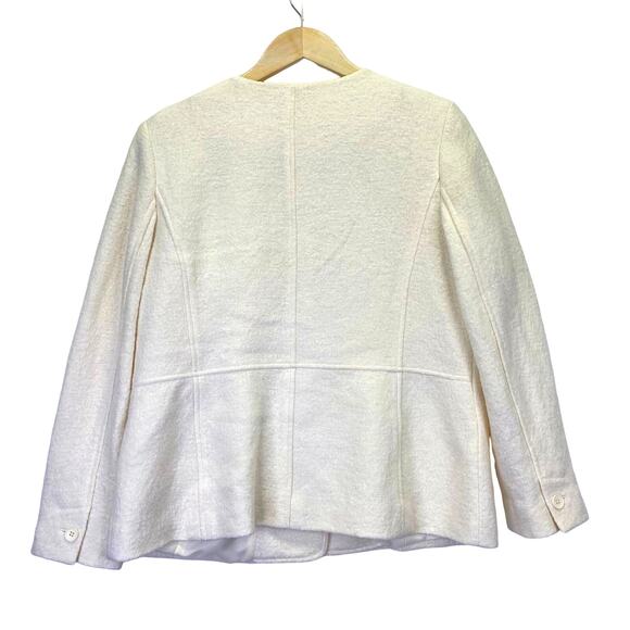 Talbots Boiled Wool Blend Blazer Womens Sz 14 Cream Cardigan Lined Career Jacket - Picture 4 of 10